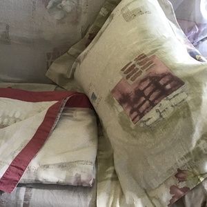 Vintage Spring Flat Sheet and Pillow Sham Excellent